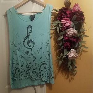 Blue music muscle tee
